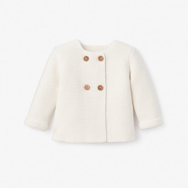 Whisper White Sofia + Finn Knit Baby Cardigan – Elegant Baby