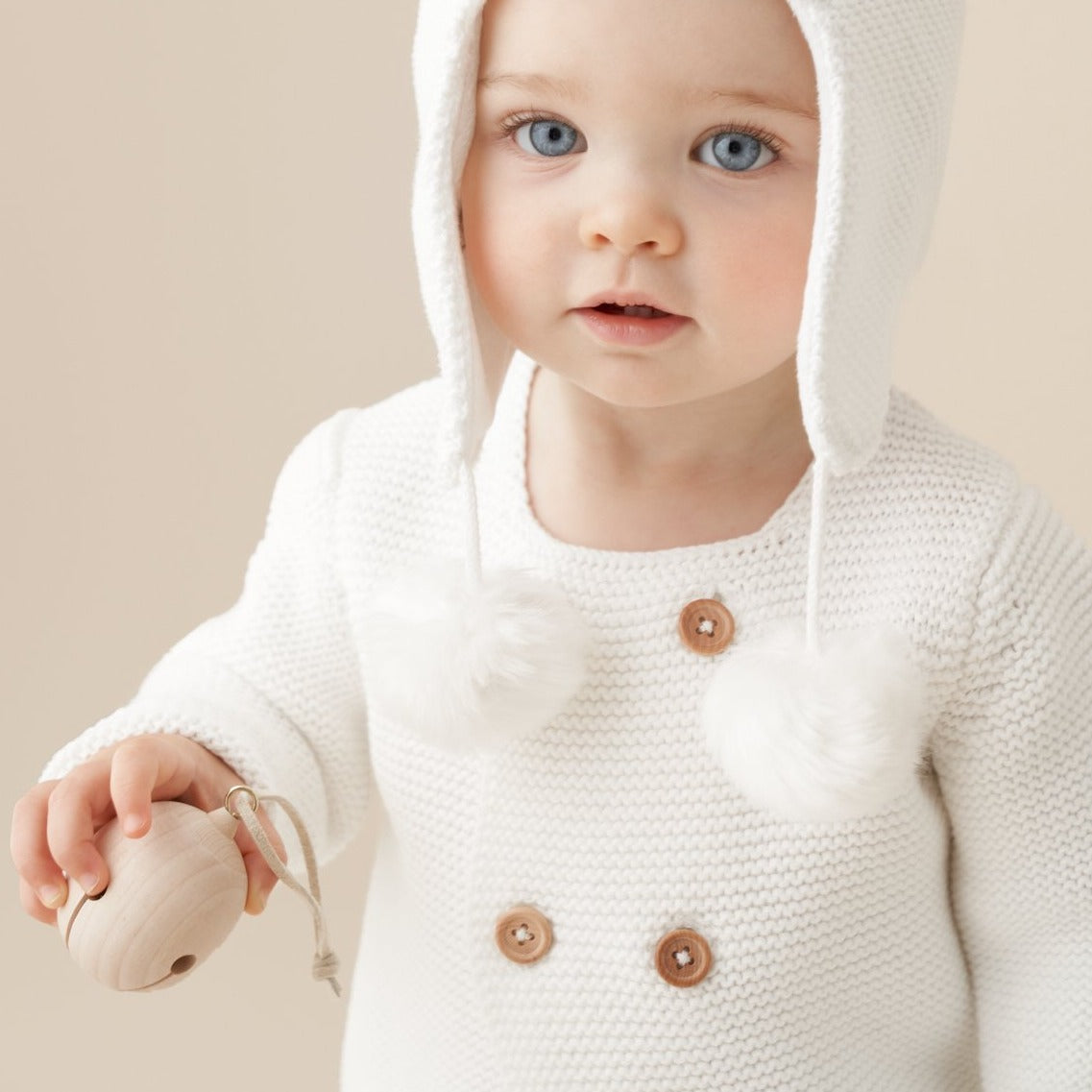 Whisper White Sofia + Finn Knit Baby Cardigan