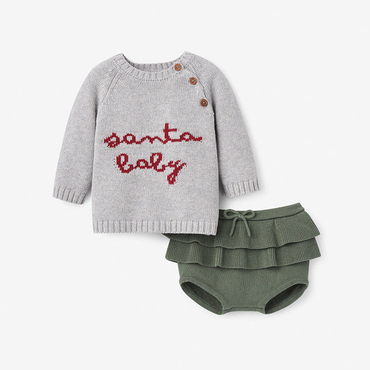 Santa Baby Sweater + Ruffle Bloomer Set