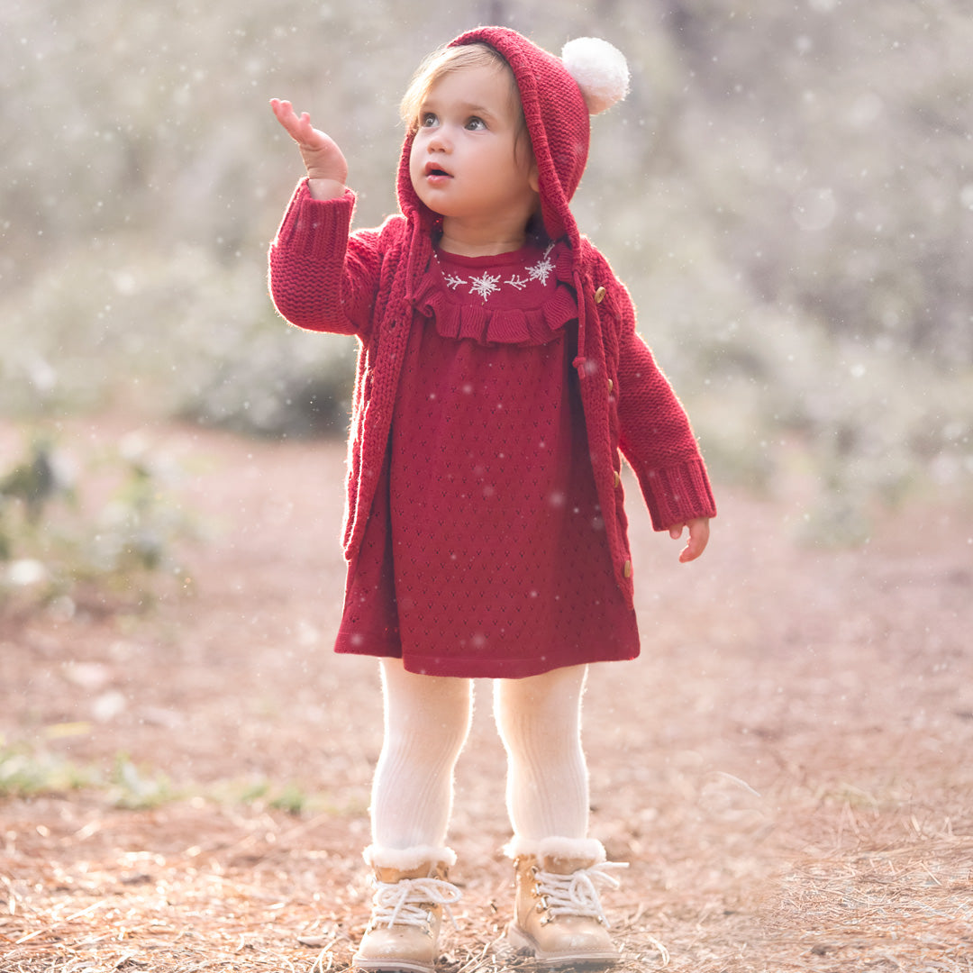 Hand Embroidered Snowflake Dress & Bloomer Set