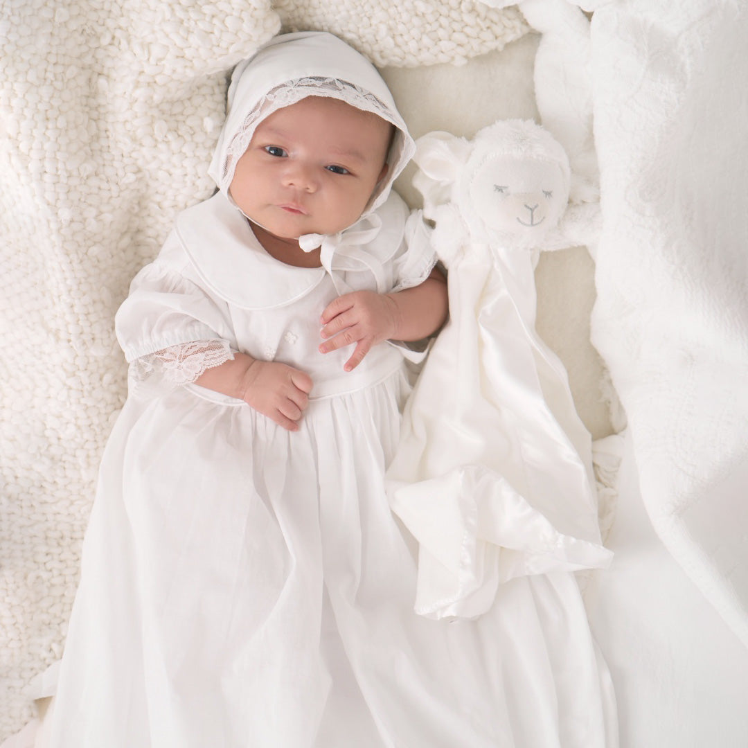 3 PCS Babe Christensing Dress Soft Lace Newborn Girls' Aline Baptism G –  Avadress