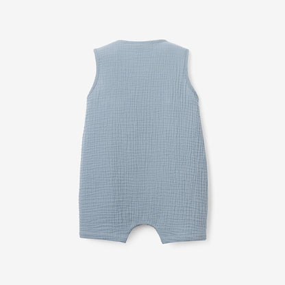 Stone Blue Organic Muslin Button Down Shortall