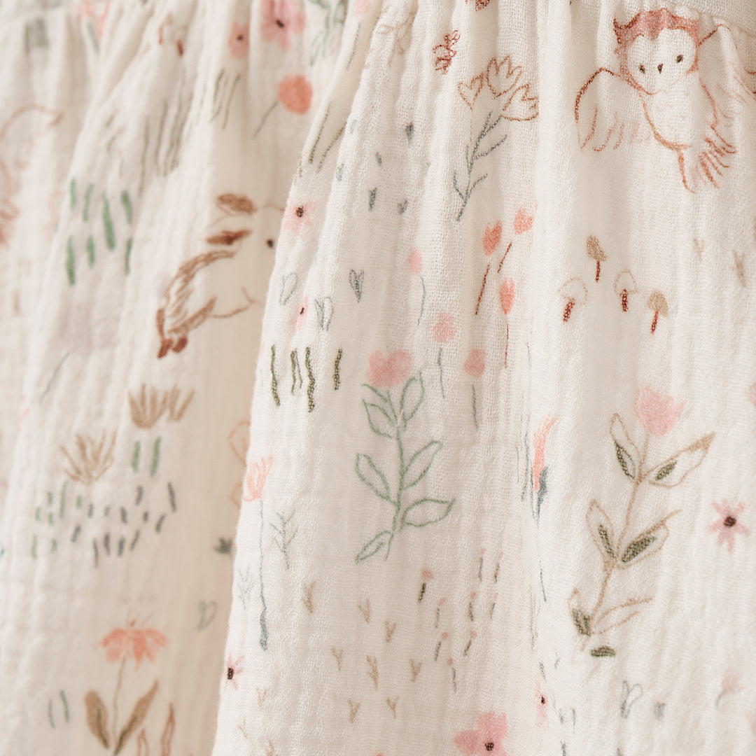 Owl Print Flutter Organic Muslin Baby Dress + Bloomer