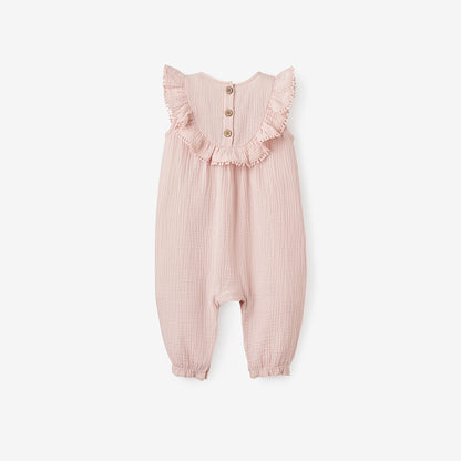 Pink Floral Embroidered Organic Muslin Jumpsuit