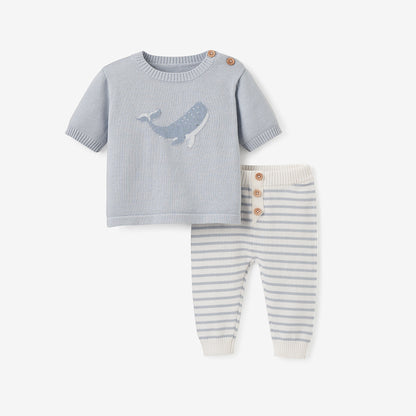 Whale Short Sleeve Sweater + Pant Set
