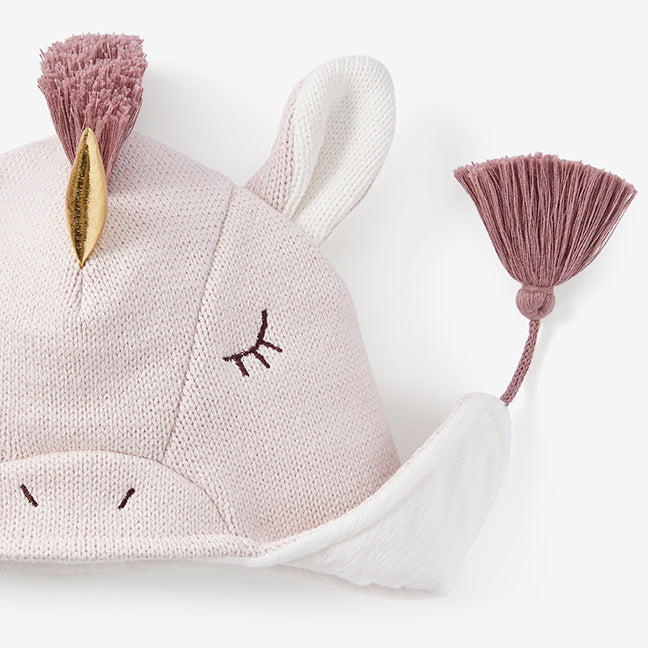 Mauve Unicorn Aviator Knit Baby Hat